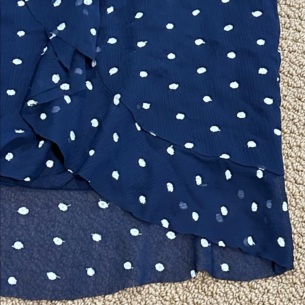 Anthropologie Hutch Ruffled Clip Dot Mini Skirt size 12 Navy Blue White